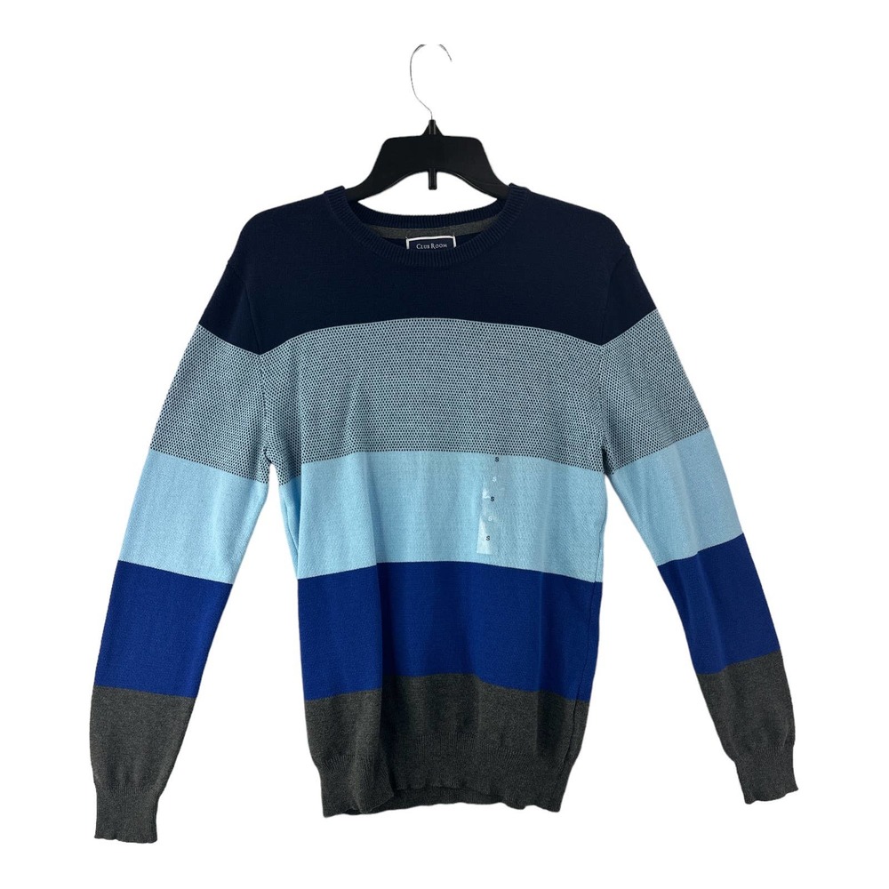 Club Room, Men's Striped Lightweight Sweater Blue and Gray, Small MSRP $65